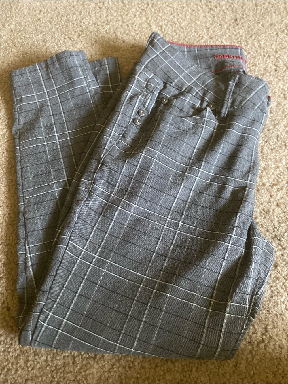Sabrina Lauren Grey Plaid Cropped Trousers Ankle Pants Women's Size 8 EUC